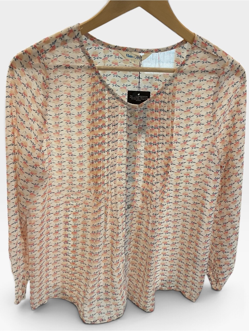 Cream Floral Pintuck Blouse